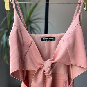 Coral Fashion Union Cut Out Tie Dress